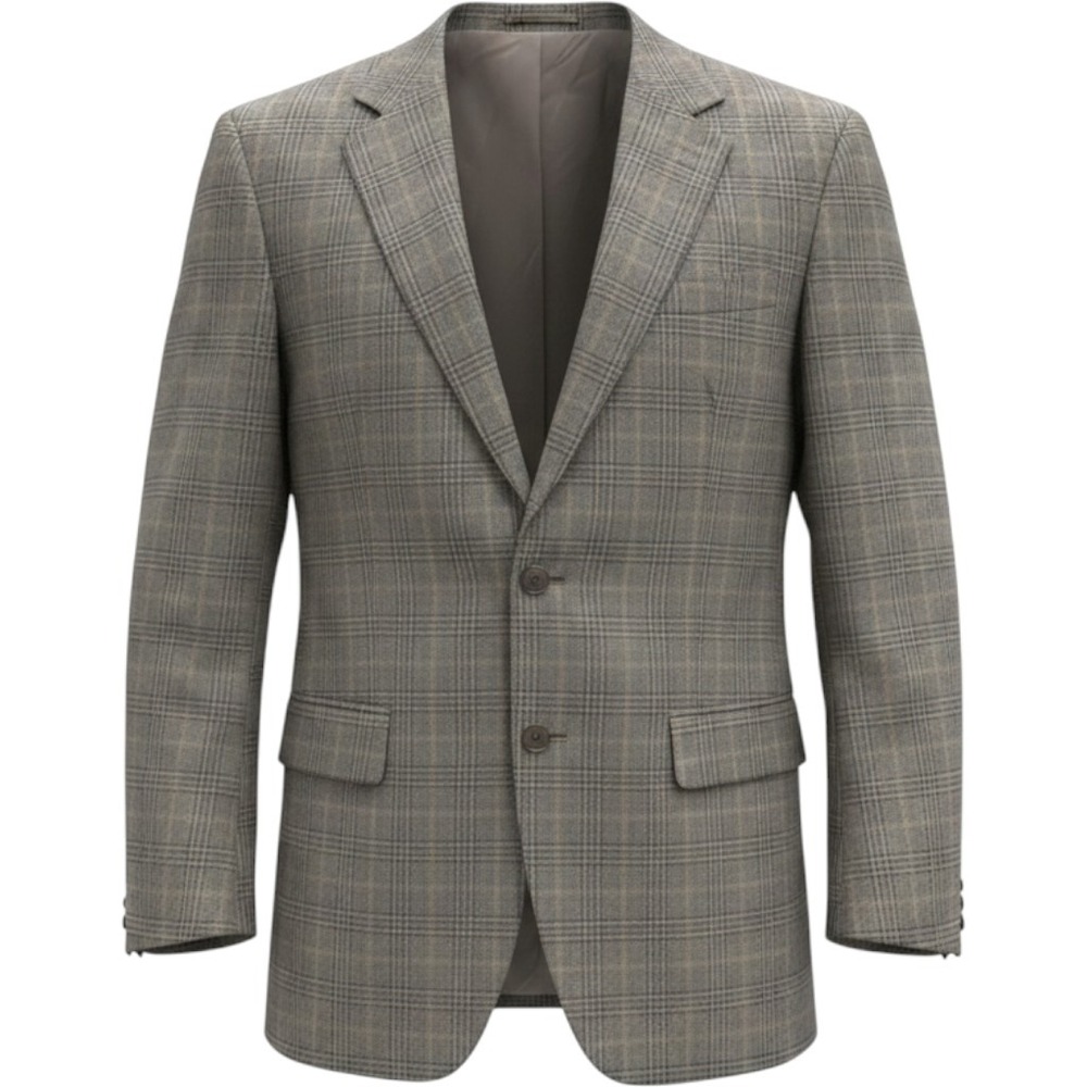 Jos A Bank Sport Coat Mens 43L Plaid 100% Wool Two Button Classic Jacket Tan